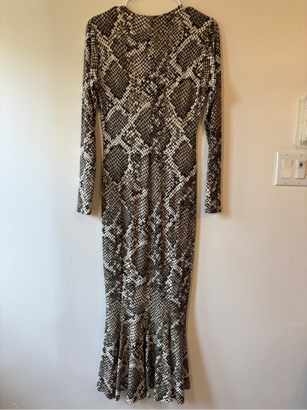 Norma Kamali Crew Fishtail Dress Scale Python Snake Print Maxi Dress S - Picture 7 of 9